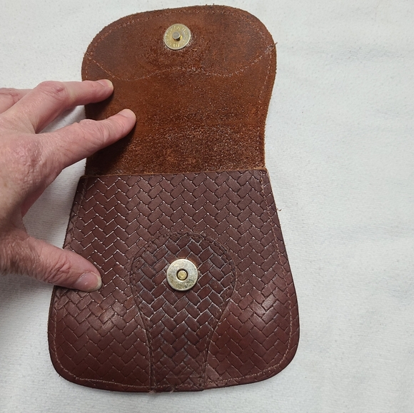 Brown Woven Leather Clip On Pouch Bag - Picture 7 of 10